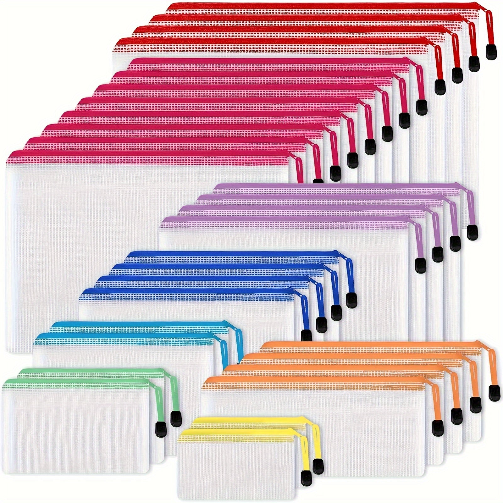 30PCS A5 Zipper Pocket File Bag for Travel, School & Office