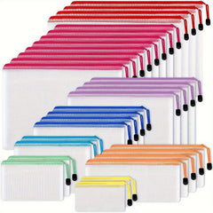 30PCS A5 Zipper Pocket File Bag for Travel, School & Office