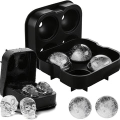 1pc 4 Skull Silicone Ice Ball Trays Halloween Skull Ice Mold