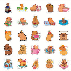 50pcs Capybara Stickers Brown Cartoon Animal Guinea Pig Waterproof Deco...
