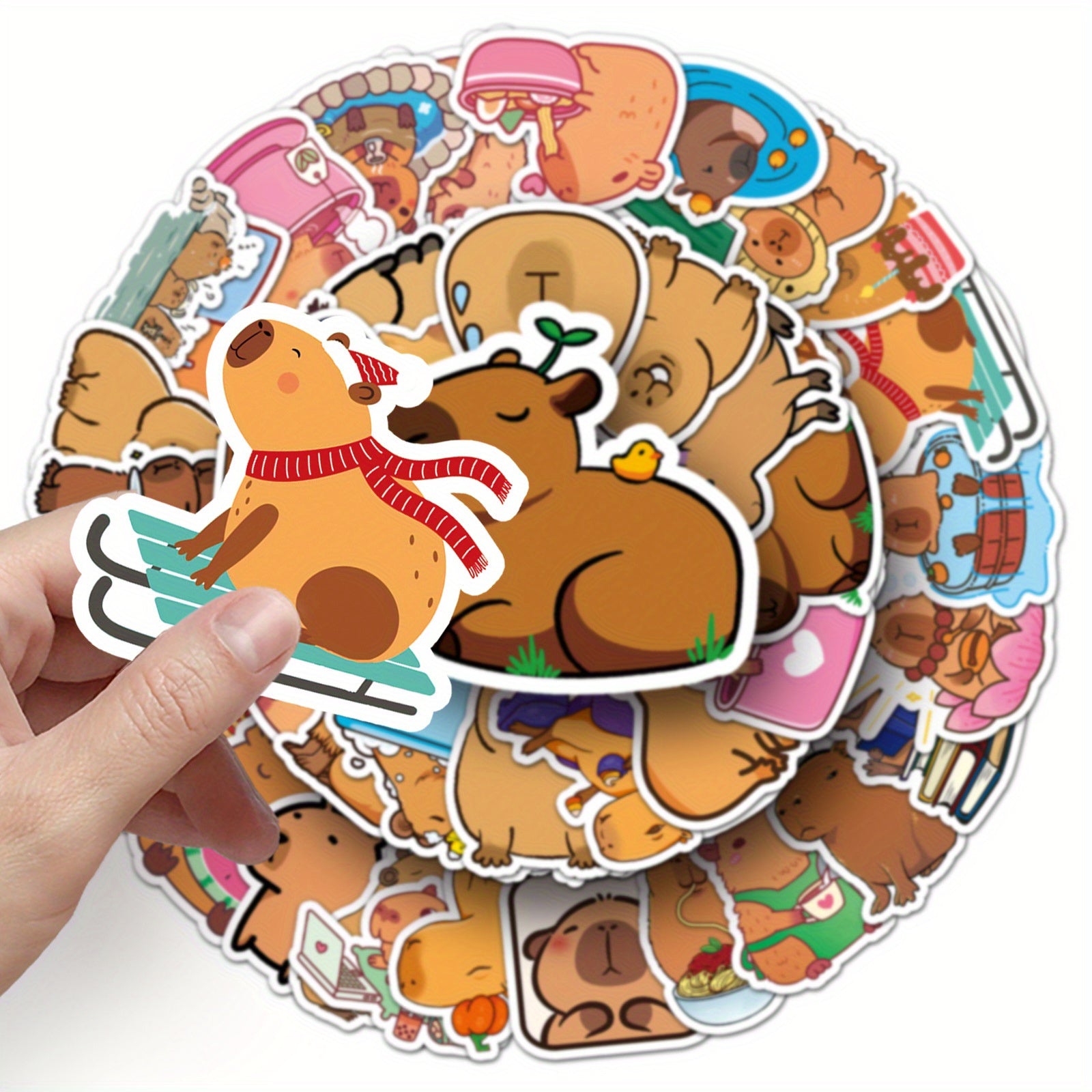 50pcs Capybara Stickers Brown Cartoon Animal Guinea Pig Waterproof Deco...