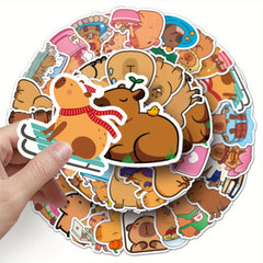 50pcs Capybara Stickers Brown Cartoon Animal Guinea Pig Waterproof Deco...
