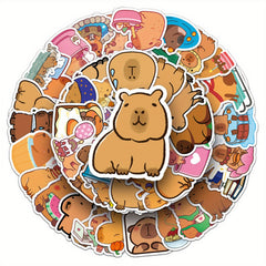50pcs Capybara Stickers Brown Cartoon Animal Guinea Pig Waterproof Deco...