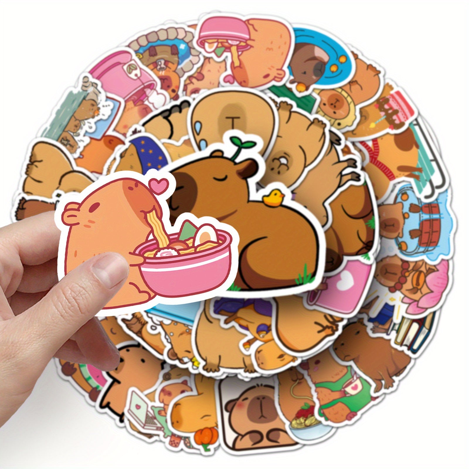 50pcs Capybara Stickers Brown Cartoon Animal Guinea Pig Waterproof Deco...