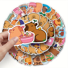 50pcs Capybara Stickers Brown Cartoon Animal Guinea Pig Waterproof Deco...