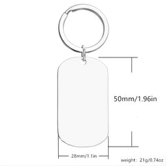 Lettering Keychain Engraved Stainless Steel Keyring for Women Men