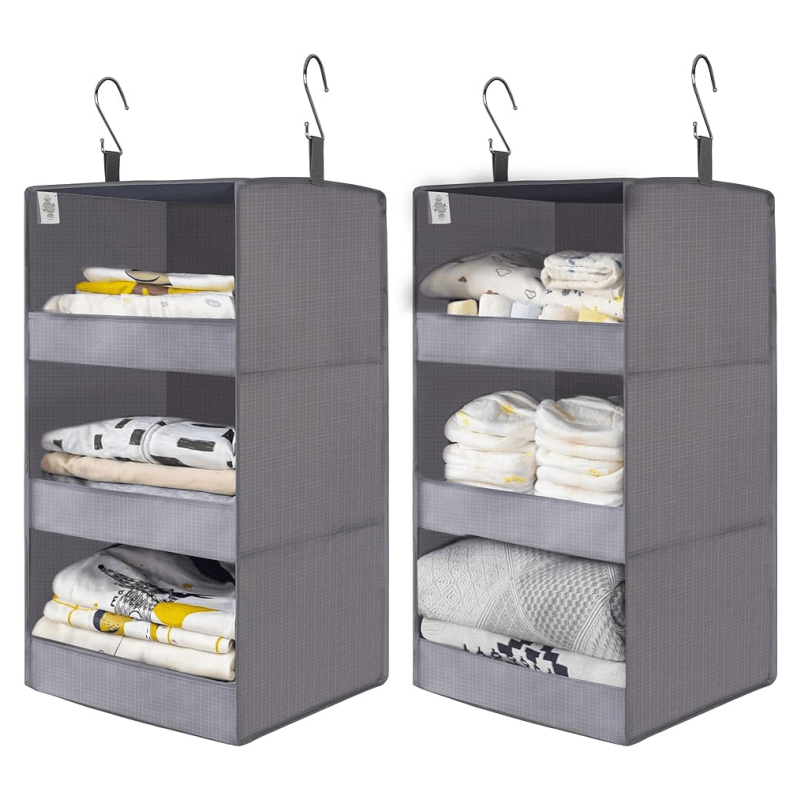 Foldable Hanging Closet Shelves Hanging Organizers Gray
