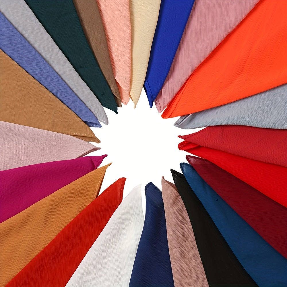 Crinkle Chiffon Hijab Solid Scarf Shawl Windproof Head Wrap Turban