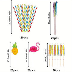 100pcs Tropical Cocktail Umbrellas with Straws for Parties & Events