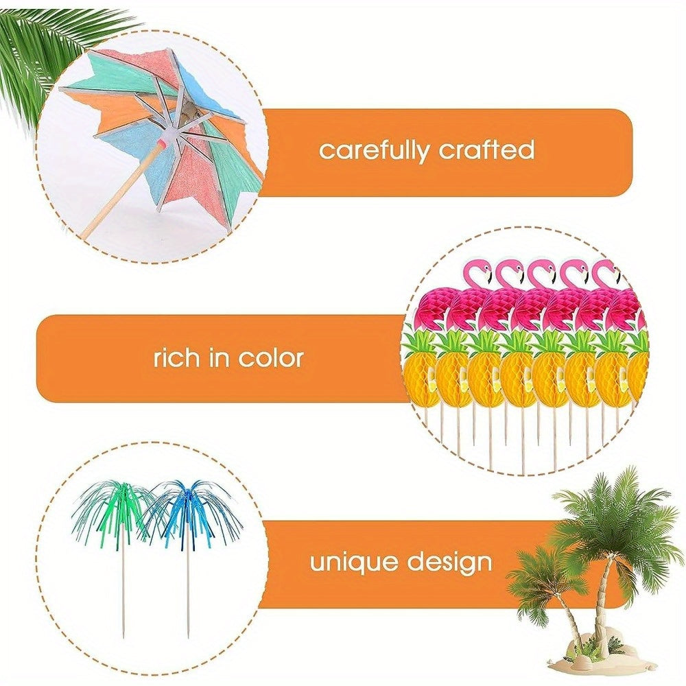 100pcs Tropical Cocktail Umbrellas with Straws for Parties & Events