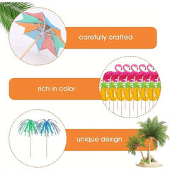 100pcs Tropical Cocktail Umbrellas with Straws for Parties & Events