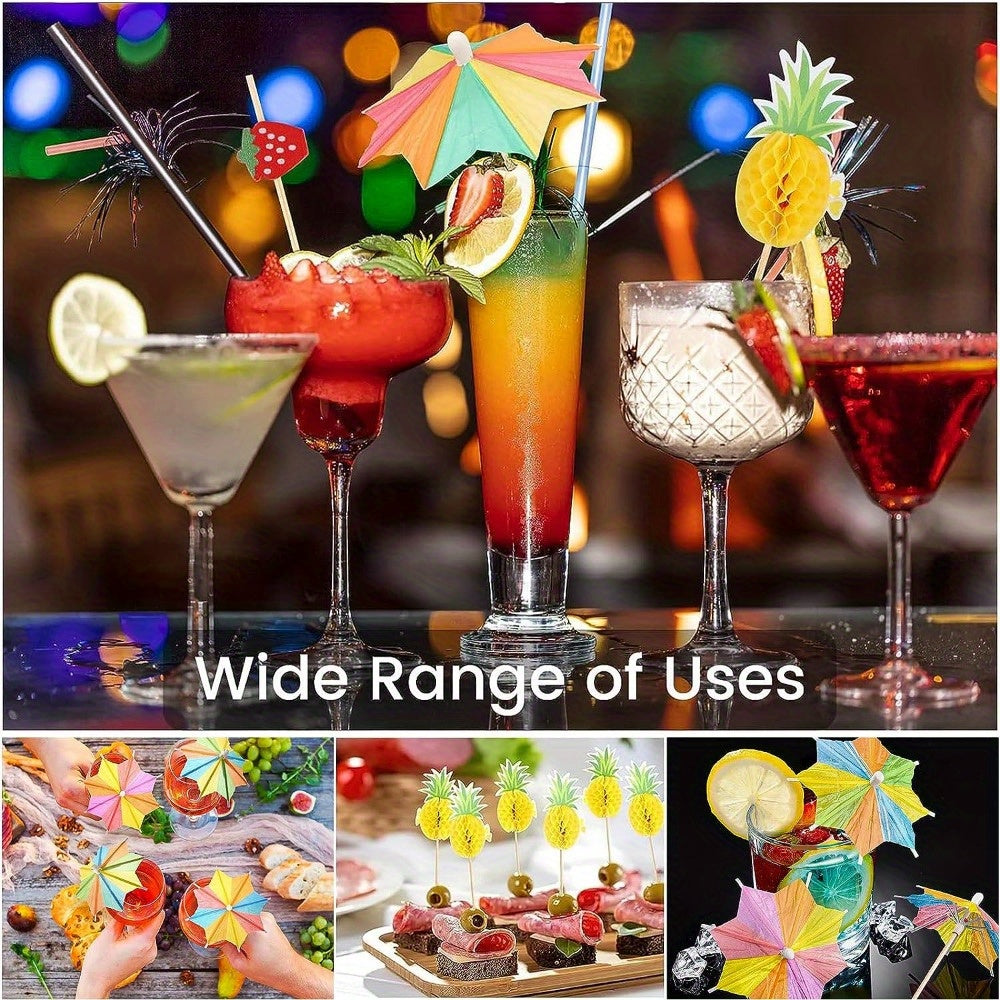 100pcs Tropical Cocktail Umbrellas with Straws for Parties & Events