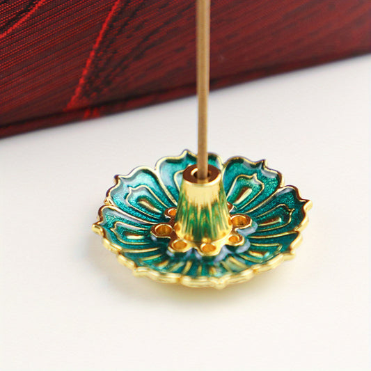 Lotus Incense Holder Vintage Enamel Metal Construction