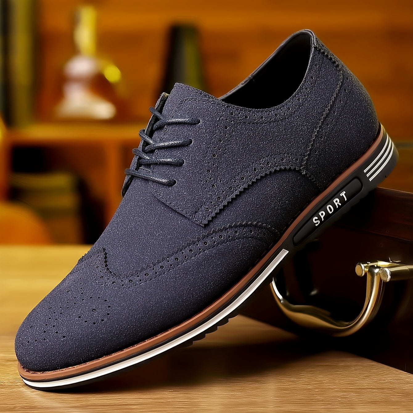 Men's Brogue Wingtip Derby Shoes Lace up Formal Dress Shoes