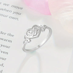 S925 Sterling Silver Ring Celtic Knot Heart Daily Outfits Jewelry Gift