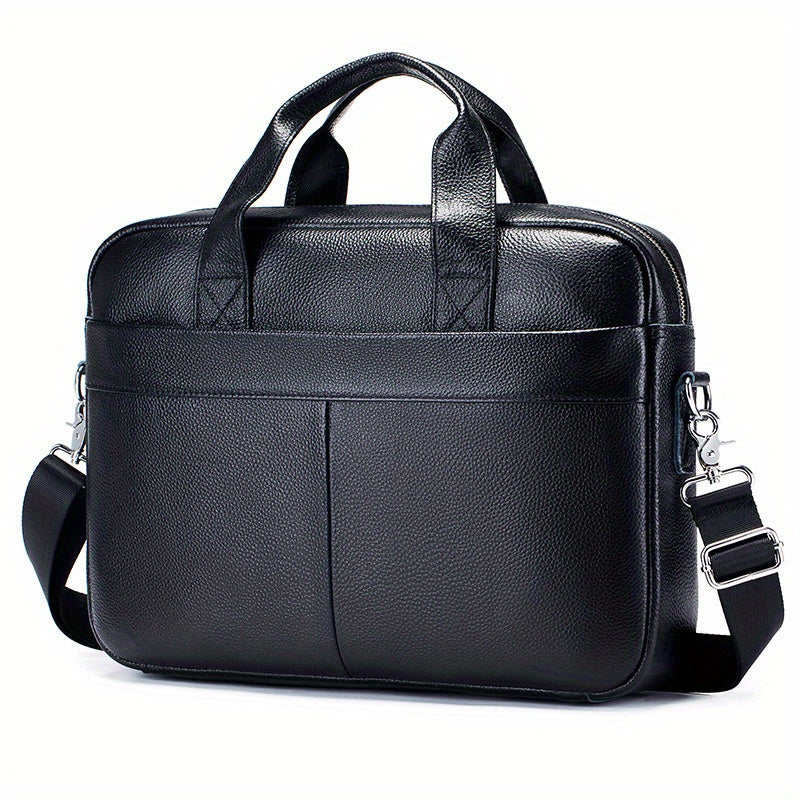 Men's Leather Briefcase Cowhide Business Handbag For 15in Laptop