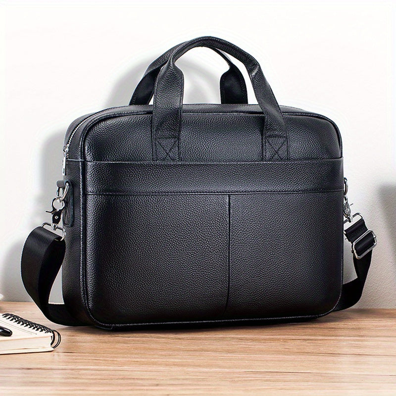 Men's Leather Briefcase Cowhide Business Handbag For 15in Laptop