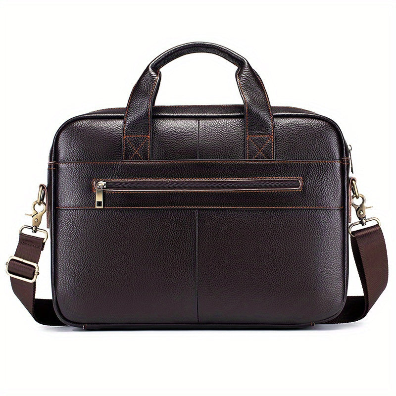 Men's Leather Briefcase Cowhide Business Handbag For 15in Laptop