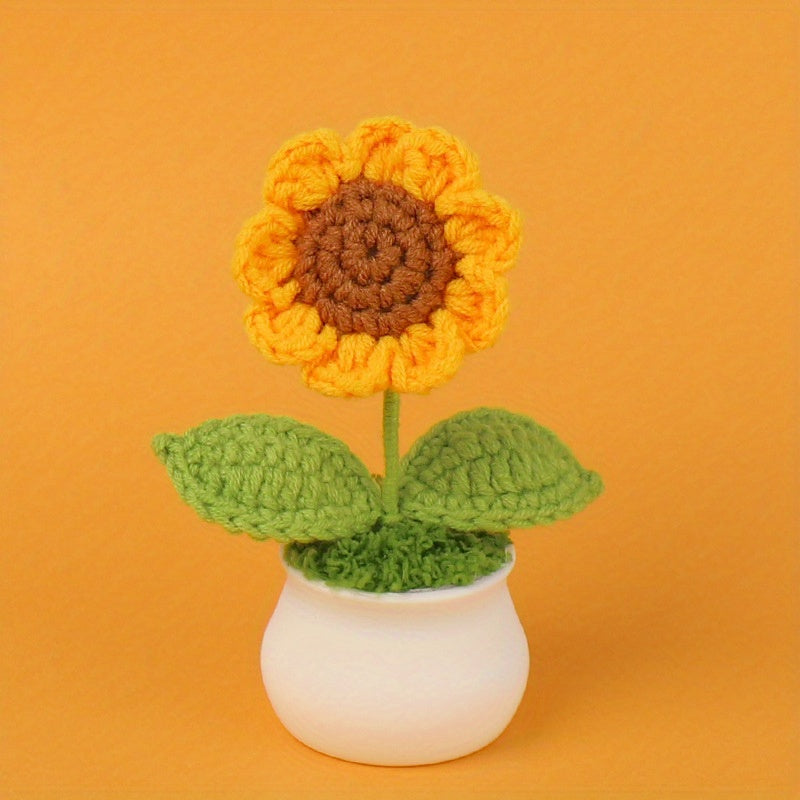 Knitted Fleece Sunflower Potted Plant Decoration