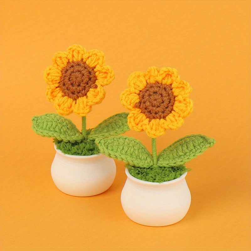 Knitted Fleece Sunflower Potted Plant Decoration