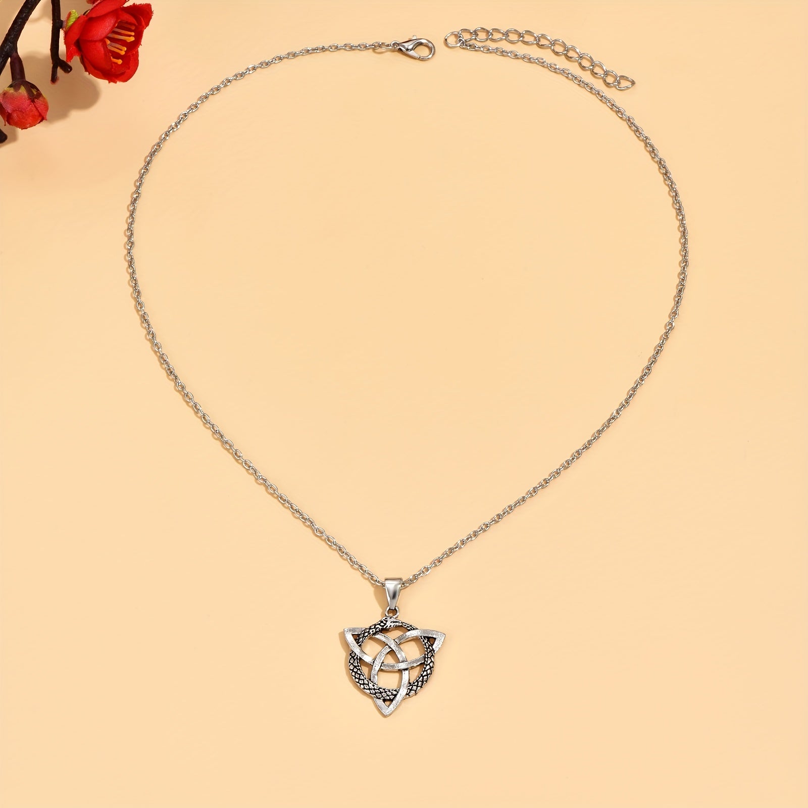 Gothic Vintage Silver Viking Rune Pendant Necklace