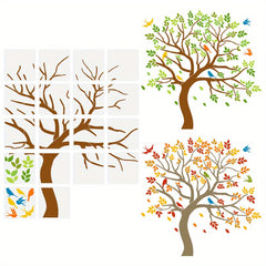 18pcs Tree & Bird Stencil Art for Scrapbooks 300x300mm PE Terephthalate