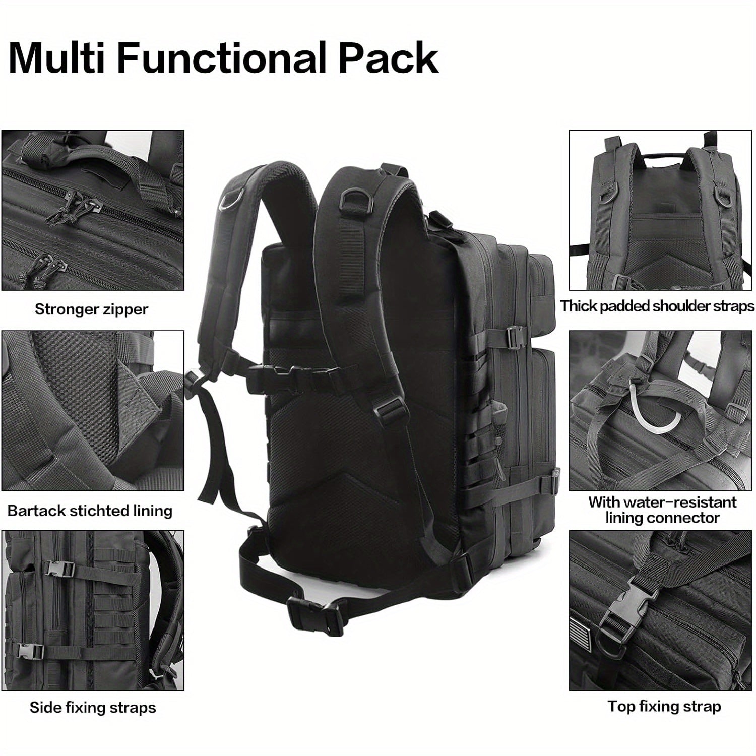 45L Backpack for Men Camping Hiking Daypack with Water Bottle Pouch