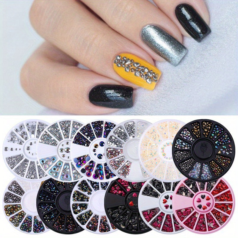 Nail Art Decorations Kit Moon & Star Studs Rhinestones Pearls Rivets Charms