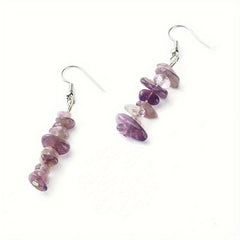 Stone Decor Drop Earrings - Natural Stone Beaded Drop Earrings