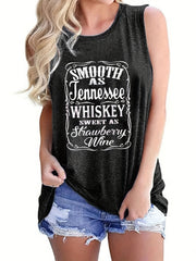 Letter Print Sleeveless Tank Top Casual Loose Tank Top