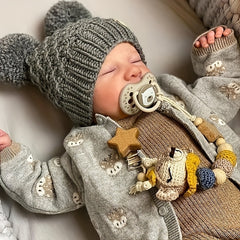 ADFO 20 Inch Reborn Baby Boy Doll with Gray Animal Print Outfit