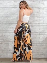  Contrast Print High Rise Wide Leg Pants