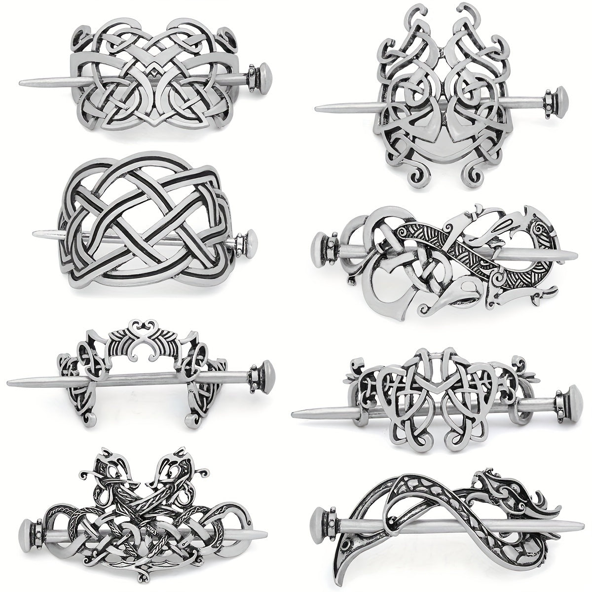 Viking Celtic Barrette Hairpin Silvery Hair Accessories Women's Irish Hair