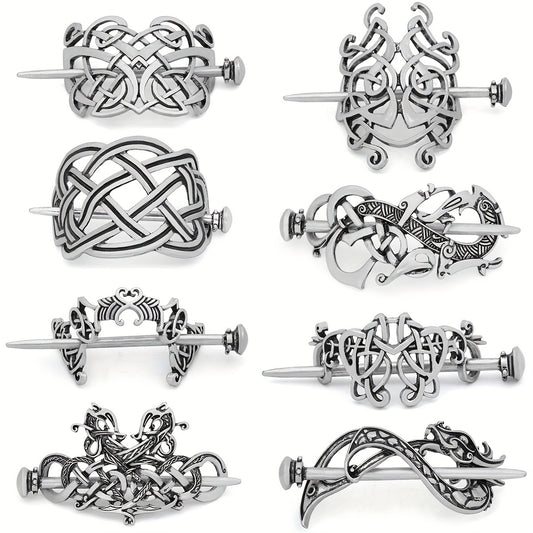 Viking Celtic Barrette Hairpin Silvery Hair Accessories Women's Irish Hair