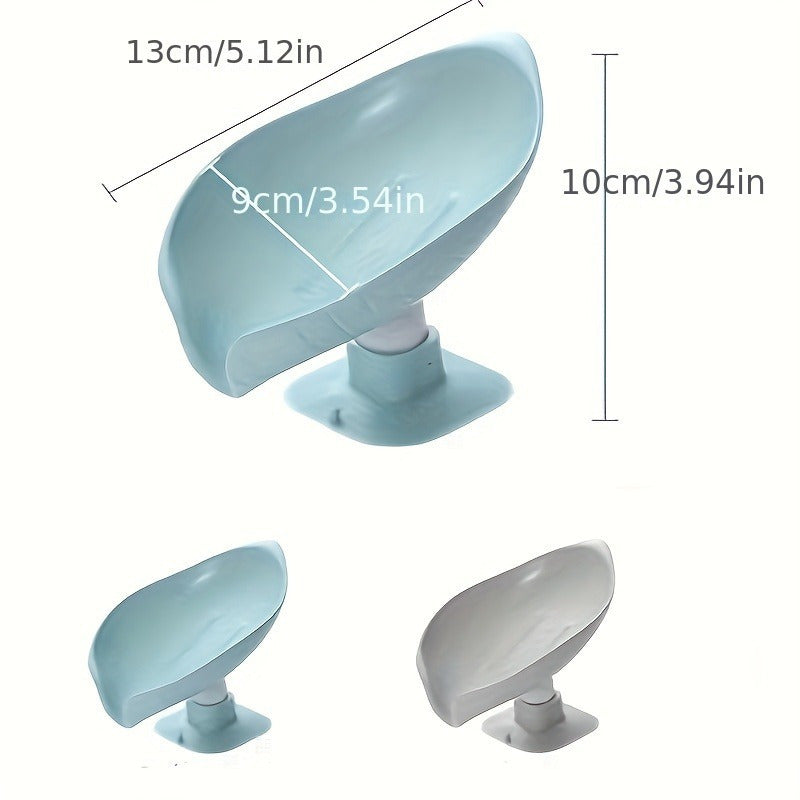 Suction Cup Soap Dish Leaf Shaped Self Draining Soap Holder