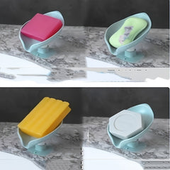 Suction Cup Soap Dish Leaf Shaped Self Draining Soap Holder