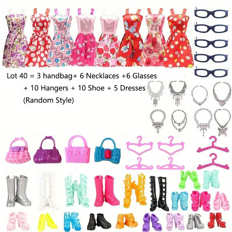 40pcs Doll Outfit Set with Accessories for Stylish Dolls