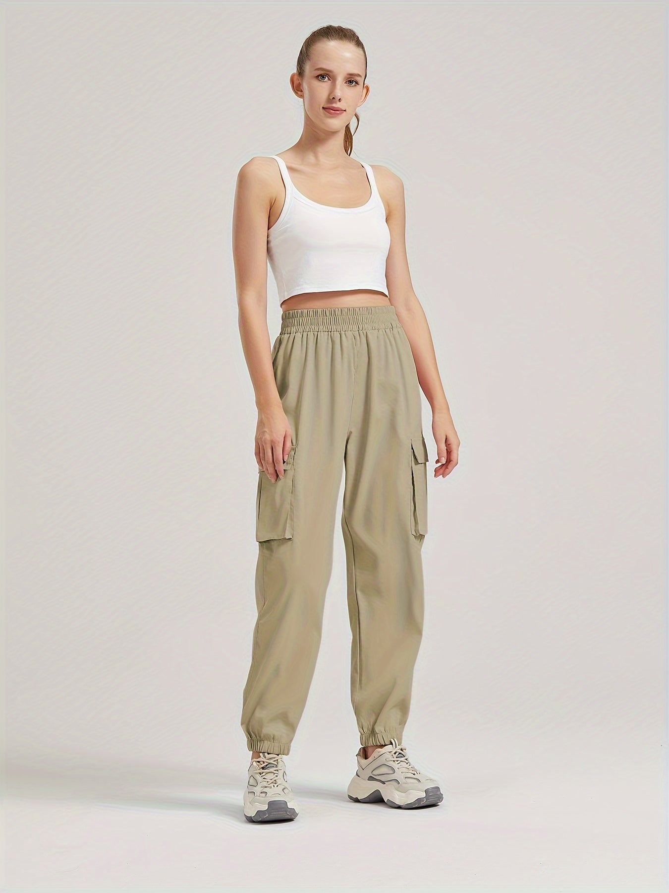 Casual Joggers Sweatpant Cargo Loose High Waisted Pants With Pockets