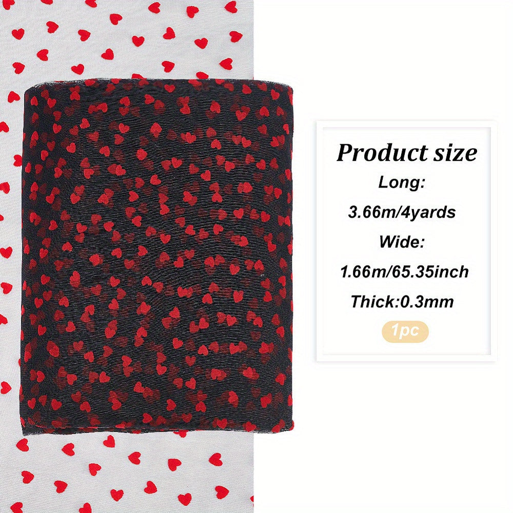 Polyester Mesh Lace Fabric Heart Pattern 4 Yards