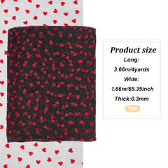 Polyester Mesh Lace Fabric Heart Pattern 4 Yards