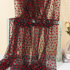 Polyester Mesh Lace Fabric Heart Pattern 4 Yards