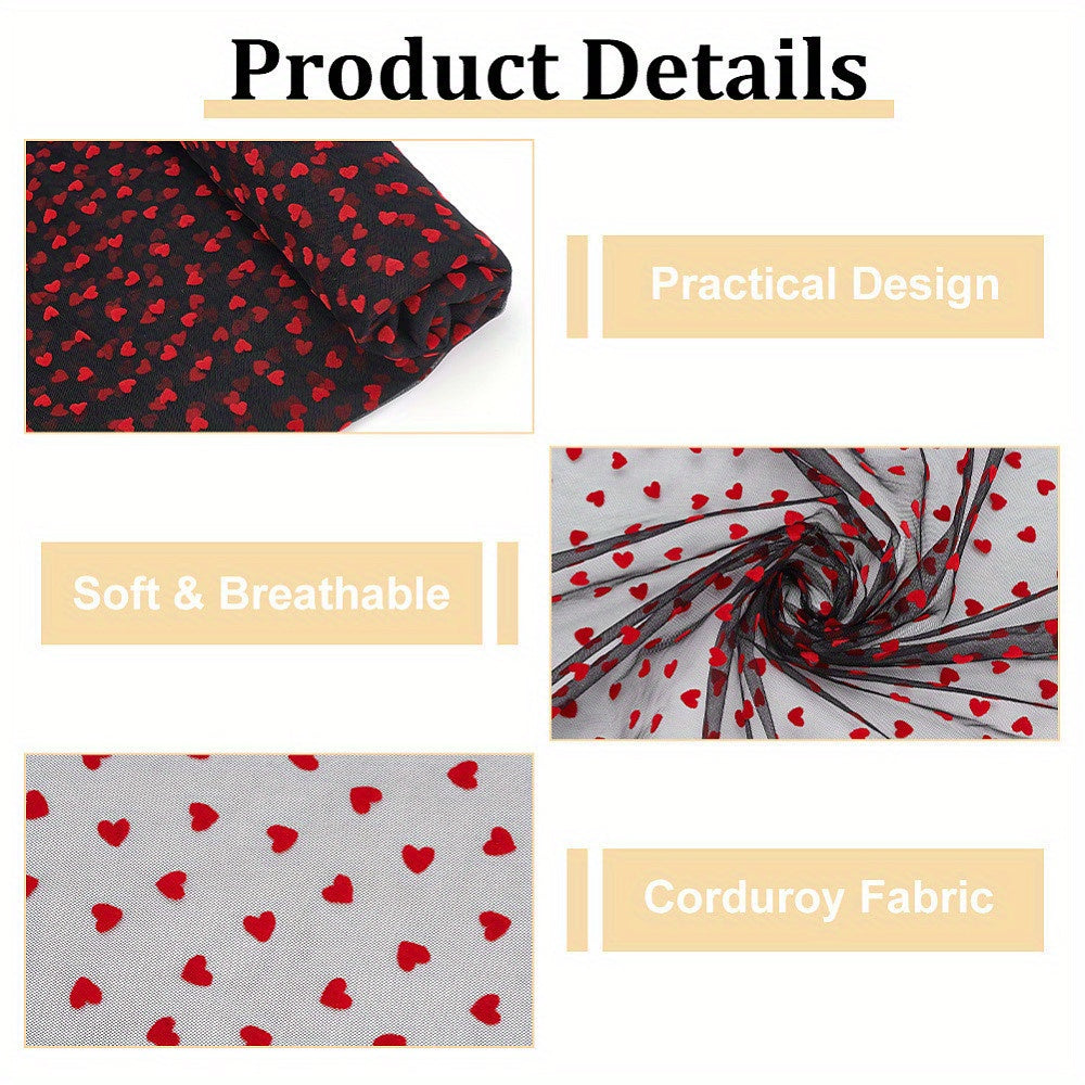 Polyester Mesh Lace Fabric Heart Pattern 4 Yards