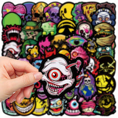 50pcs Gothic Skull Grimace Meme Funny Waterproof Stickers for Various Surfaces