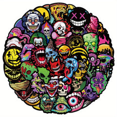 50pcs Gothic Skull Grimace Meme Funny Waterproof Stickers for Various Surfaces