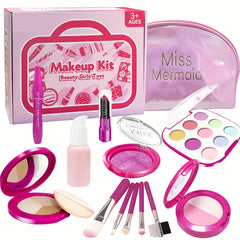 14pcs Kids Girls Makeup Set with Bag Brushes Props for Age 3 Halloween G