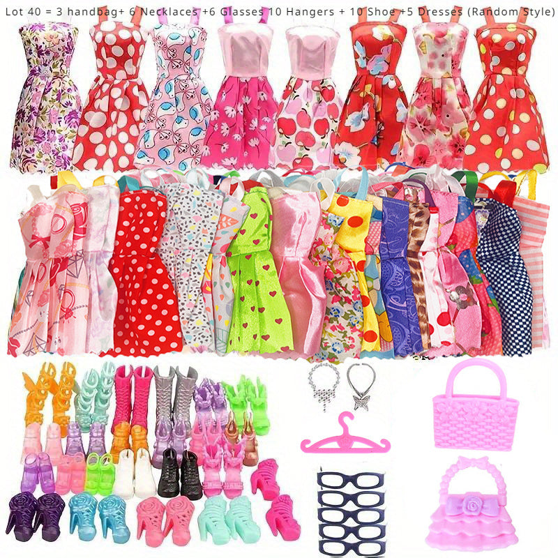 40pcs Doll Outfit Set with Accessories for Stylish Dolls