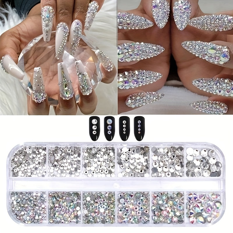 AB Crystal Nail Rhinestones in Mixed Sizes for Nail Art Gemstones