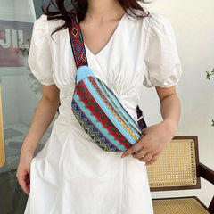 Bohemian Canvas Fanny Pack Ethnic Style Chest Bag Crossbody Hip Bag