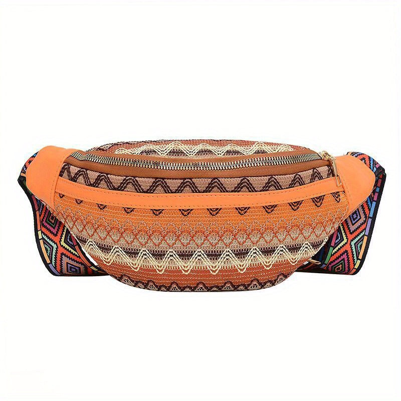 Bohemian Canvas Fanny Pack Ethnic Style Chest Bag Crossbody Hip Bag