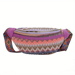 Bohemian Canvas Fanny Pack Ethnic Style Chest Bag Crossbody Hip Bag